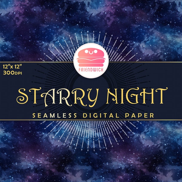 Starry Night digital paper, galaxy digital paper, seamless textures, celestial universe, night sky scrapbook paper, instant download