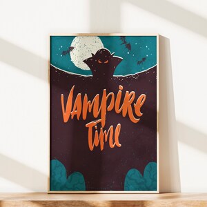 Vampire Time | halloween printable wall art | halloween decor | pumpkin poster | halloween printable | digital download | teal art