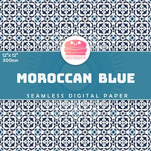 Marokkaans Blauw en Wit Tegel digitaal papier, Aqua Sier Scrapbook Papier, Mediterraan papier, blauwe tegelbloemen, Marokkaans feest