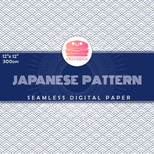 Japanese Pattern Paper, seamless pattern, traditional scrapbooking pattern, printable digital paper, blue white