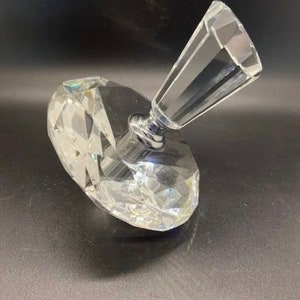 Diamond Shaped Clear Cut Crystal Perfume Bottle w/Stopper EUC