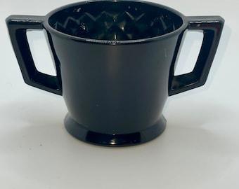 Antike Vintage Depression Glas Art Deco Schwarz Amethyst Zuckerdose