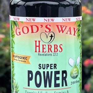 Suplemento de hierbas adaptógenas God's Way con superpoderes, sensación de energía, resistencia y apoyo inmunológico (60 cápsulas)