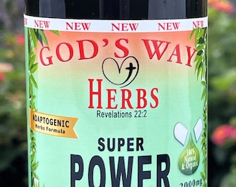 Adaptogenic Superpowers God's Way Herbs Supplement, Energized Feeling, Stamina, Immune Support (60 Capsules)