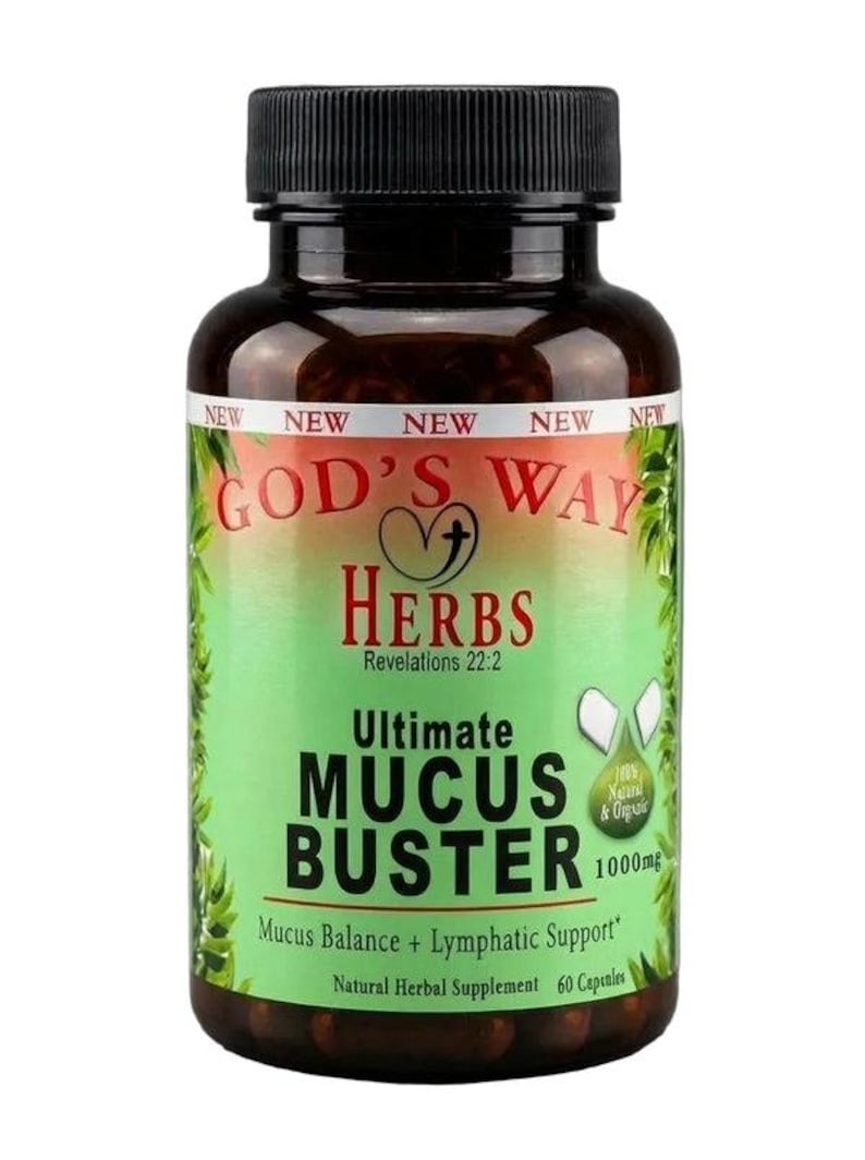The Ultimate MUCUS BUSTER (60-120ct) 3 Dr Sebi formulas COMBINED! Natural Detoxification Supplements image 1