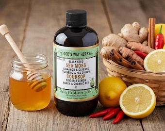 Quick Fix Master Tonic, Sea Moss, Black Seed Oil, Sour Sop (8oz)