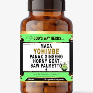 Made 4 Men (60ct) Herbal Supplement, All Natural Panax Ginseng, Maca, Saw Palmetto & More! Dr Sebi Herbs