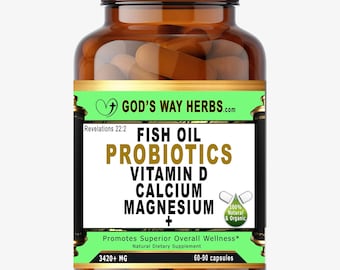 Suplemento multimineral orgánico (60 unidades): vitamina D, prebióticos y probióticos, magnesio, calcio, aceite de pescado y ¡MÁS!