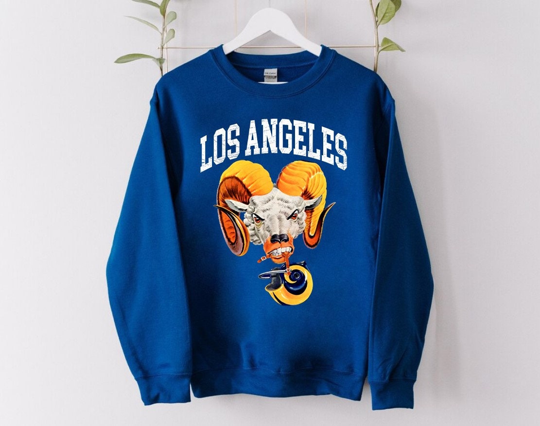 ShopCrystalRags Los Angeles Rams, NFL One of A Kind Vintage La Rams Sweatshirt with Crystal Star Design