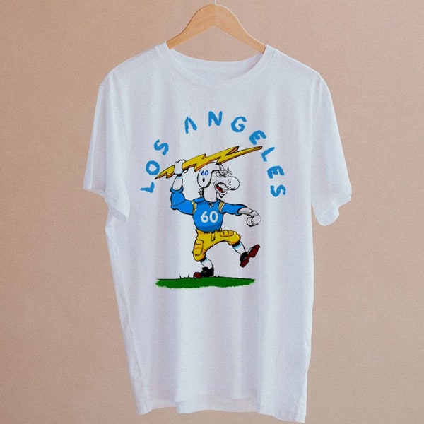 Los Angeles Football Vintage 90s Mascot White Shirt, Los Angeles Football Team Unisex Shirt, American Football Sports Tshirt, For Fans