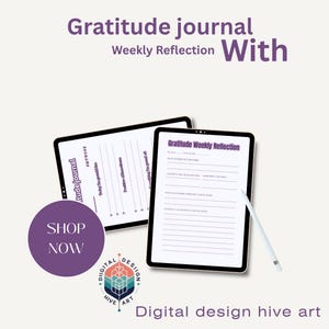 Digital Gratitude Journal | Daily Mindfulness and Weekly Reflection for iPad, GoodNotes (PDF Download )