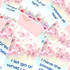 Set di carte di affermazione stampabili - 22 citazioni positive in formato A6 PNG acquerellate / Stampe digitali di amore per se stessi / Carte di consapevolezza e motivazione