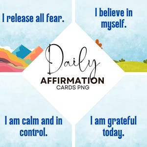 Daily Affirmation Cards Printable Set – 22 A6 PNG Watercolor Positive Quotes | Self Love Digital Prints | Mindfulness & Motivation Cards