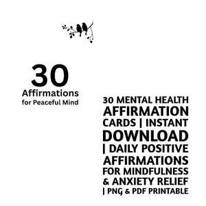 30 Mental Health Affirmation Cards | Instant Download | Daily Positive Affirmations for Mindfulness and Anxiety Relief | PNG & PDF Printable