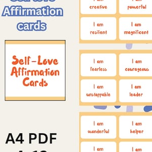 Self love Positive Affirmation Cards, law of attraction, Self Care Gift, motivational quotes, digital download, printable pdf png