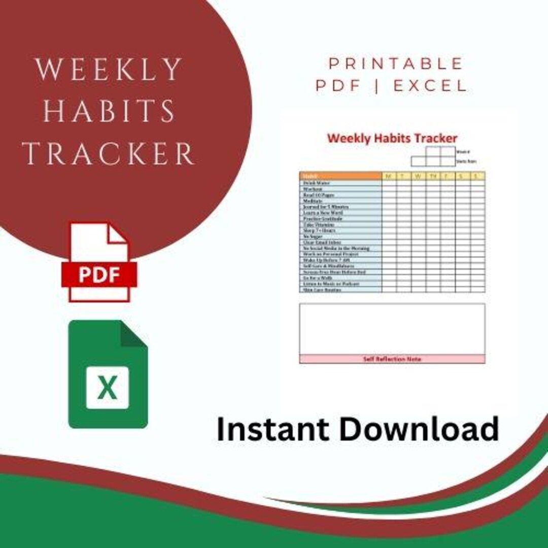 Weekly Habit Tracker | Printable PDF | Personal Growth Planner | Goal ...