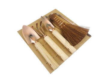 6-teiliges verkupfertes Gartenwerkzeug-Set – Achtung Mini-Set – Verpackung 21 x 21 cm