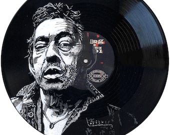 SERGE GAINSBOURG pinta sobre discos de vinilo. Ejemplar único