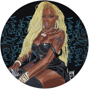 Mary J Blige auf Vinyl-Schallplatte gemalt.. Einzigartige Kopie