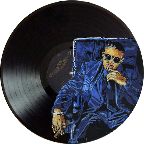 Nas Escobar Disque vinyle 33 tours peint . Exemplaire unique -  France