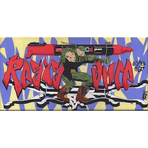 WEERSTAND, canvas 25x50cm, acryl en posca