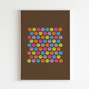 Retro Smiley Face Digital Print | Retro Home Decor | Aesthetic Bedroom Wall Art | Happy Wall Decor | Hippie Birthday Print | Smiley Face Art