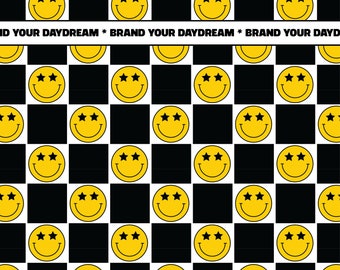 Checkered Retro Smiley Seamless Repeat Pattern | Fabric Printing | Smiley Face Pattern | Sublimation Prints | Happy Checkered Digital Paper