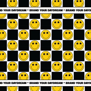 Checkered Retro Smiley Seamless Repeat Pattern | Fabric Printing | Smiley Face Pattern | Sublimation Prints | Happy Checkered Digital Paper