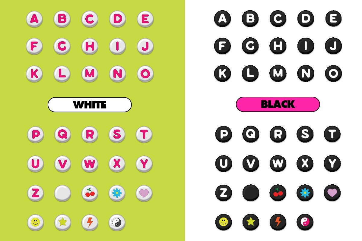 Digital Alphabet Bead Icons, Letter Beads for Collage, Digital Collage