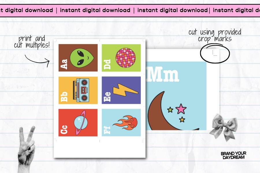 Groovy Flash Groovy Alphabet Flash Card Digital Download | Funky Nursery Decor ...