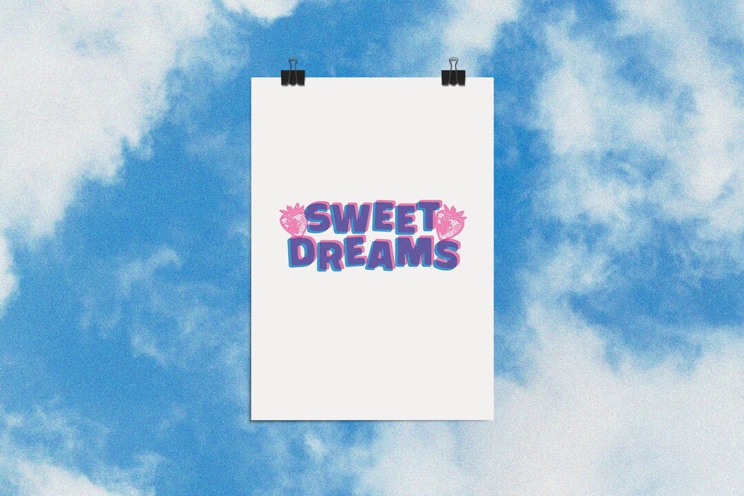 Sweet Dreams Digital Print Strawberry Home Decor Aesthetic Bedroom Wall