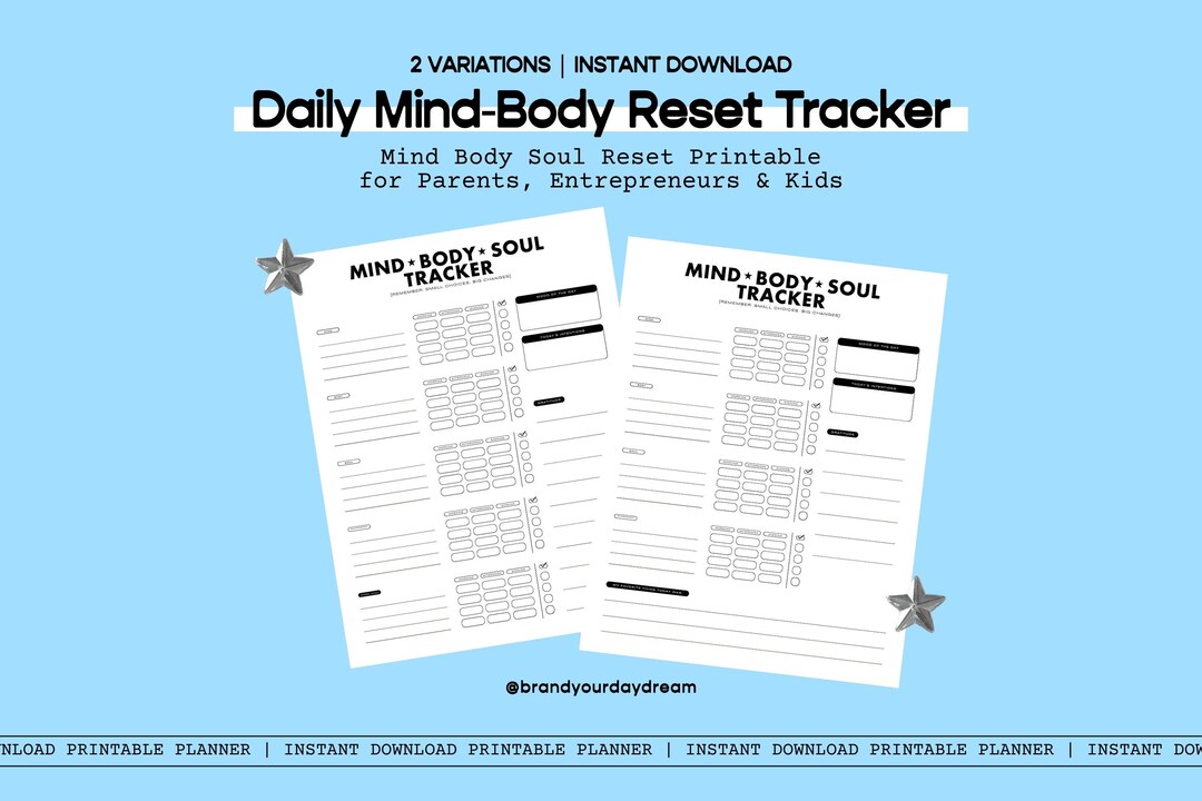 Minimalist Daily Habit Tracker Printable PDF | Digital Mind Body Soul ...
