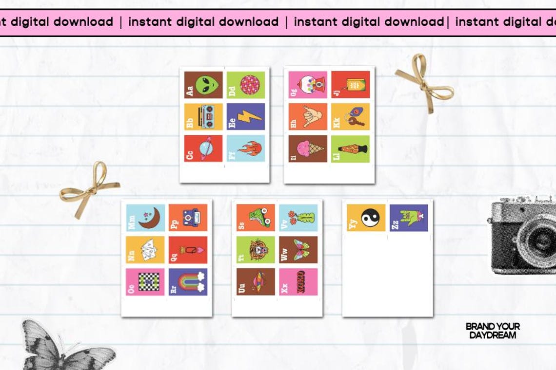 Groovy Flash Groovy Alphabet Flash Card Digital Download | Funky Nursery Decor ...