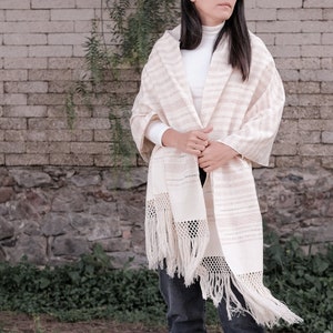 Cotton and silk rebozo woven on a pedal loom/ Raw rebozo with Mexican copper handmade/ Oaxacan rebozo made on a loom