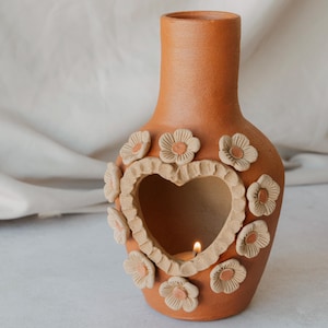 Lámpara de barro Atzompa, Oaxaca/ Chimenea de Barro Pastillaje/ Decoración de baro/ Artesanos de Oaxaca, México