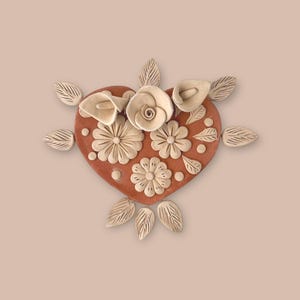 Clay Heart Handmade by Artisans From Atzompa, Oaxaca/ Filigrana Clay/ Wall Handing Clay Decore/ Oaxaca Pottery