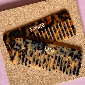 Personalized Tortoise Shell Acrylic Wide Tooth Comb Custom Monogrammed Comb image 2