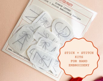 Stick and Stitch Ribbon Letter Embroidery Kit: DIY Alphabet Patterns