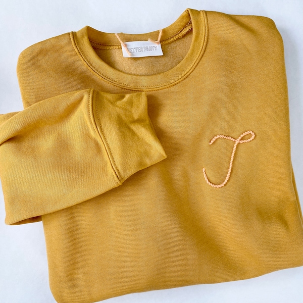 Custom Initial Sweatshirt: Hand Embroidered Adult Monogram