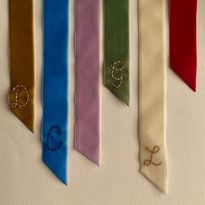 Event Hand Ribbons Custom Embroidered Velvet Ribbon | Hand Stitched Ribbon With Initial ...