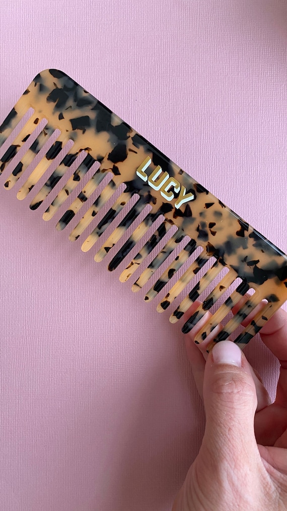 パーソナライズされたべっ甲柄アクリル製ワイドトゥースコーム