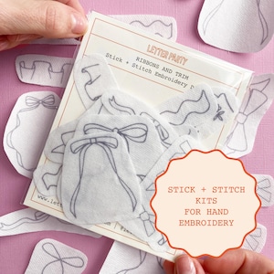 Stick and Stitch Embroidery Kit – Ribbon & Bow Patterns for Clothing, Gifts, and DIY Projects