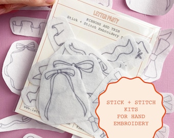 Stick and Stitch Embroidery Kit – Ribbon & Bow Patterns for Clothing, Gifts, and DIY Projects