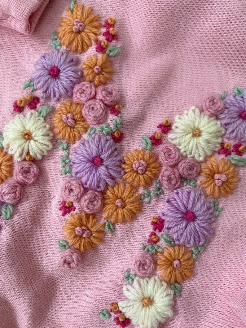 Custom Yarn Embroidered Flower Letter Sweatshirt KIDS Etsy