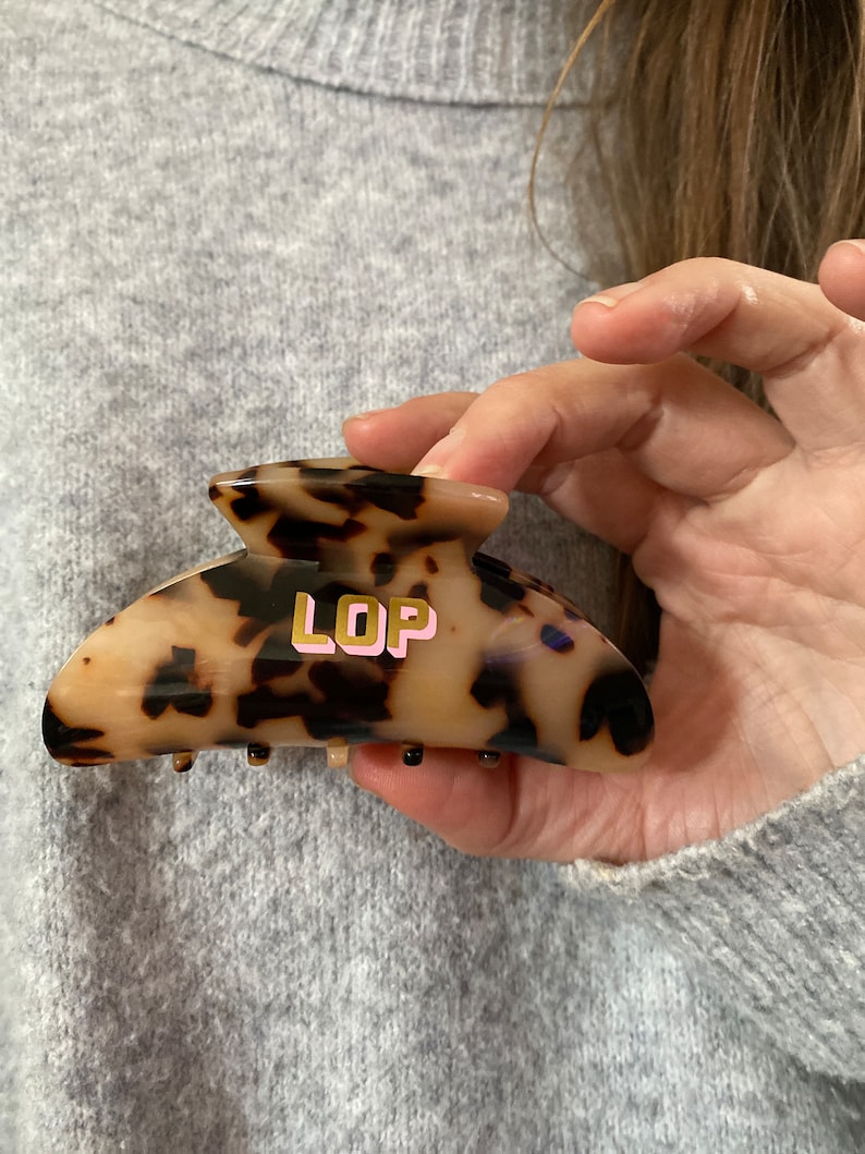 Personalized Tortoise Shell Acrylic Clip Custom Monogrammed Claw Clip Hair Clip Etsy