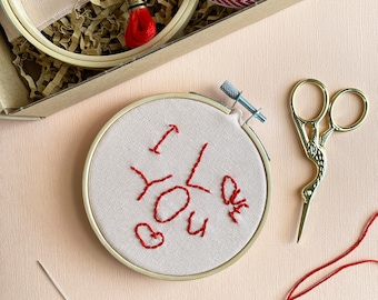 DIY Handwriting Valentine's Day Embroidery Kit | Hand Embroidered Valentine Kit Child's Name Personalized