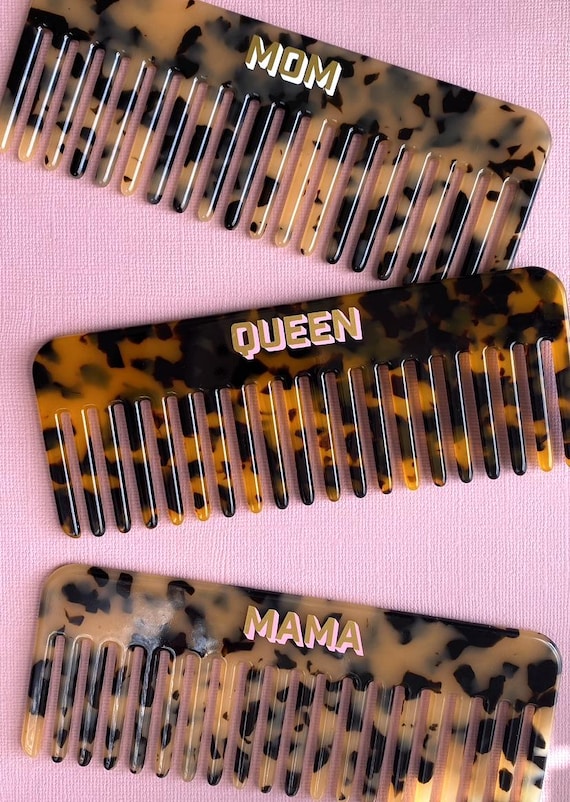 パーソナライズされたべっ甲柄アクリル製ワイドトゥースコーム