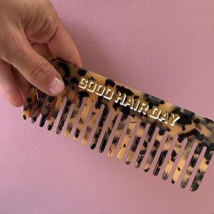 Personalized Tortoise Shell Acrylic Wide Tooth Comb Custom Monogrammed Comb image 4