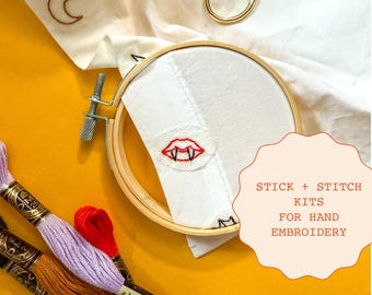 Stick and Stitch Embroidery Kit: Mini Spooky Designs for Halloween
