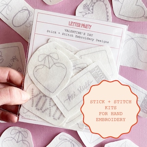 Stick and Stitch Valentines Embroidery Kit | DIY Embroidering Kit with Valentine&#39;s Day Patterns For Clothing or Gifts to be Personalized
